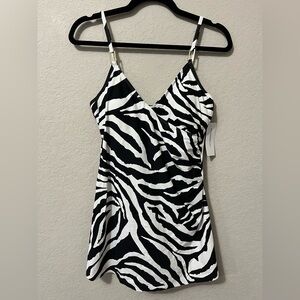 Liz Claiborne Black and White Zebra One Piece Swimsuit